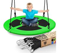 SereneLife Altalena da Giardino per Bambini Rotonda 102 cm con Kit di Fissaggio, Corde Regolabili e Altalena Girevole Centrale per Uso Esterno