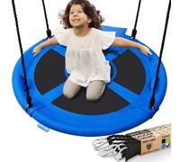 SereneLife Altalena da Giardino per Bambini Rotonda 102 cm con Kit di Fissaggio Universale, Altalena Corde Regolabili e Cuscino per Uso Esterno