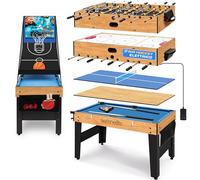 SereneLife Calcio Balilla Gioco da Tavolo 122 cm 6-in-1 Tavolo Multigioco con Air Hockey, Biliardino, Basket, Ping Pong, per Famiglia, Bambini e Adulti