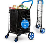SereneLife Carrello della Spesa con Ruote e Rivestimento Impermeabile - Carrelli della Spesa Robusti e Resistenti fino a 50 kg - Carrello della Spesa Portatile - 48,2 x 57,6 x 104,2 cm