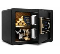 SereneLife Cassaforte, Cassaforte Piccola 39 x 25 x 25 cm con Accesso Impronta Digitale, Cassetta di Sicurezza Elettronica per Casa, Ufficio, Tastiera Touchscreen e 4 Chiavi