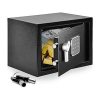 SereneLife Cassaforte Elettronica in Acciaio - 31x20x20 cm, Serratura Digitale + 2 Chiavi, Fissaggio a Muro/Pavimento, Mini Cassaforte per Denaro, Gioielli, Documenti, Ufficio o Casa