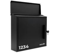 SereneLife Cassetta Postale da Esterno con Serratura, Cassetta Postale Facile Installazione da Parete, 35x11,5x33 cm, per Casa e Ufficio, Nero