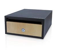 SereneLife Cassetta Postale da Esterno con Serratura, Cassetta Postale Orizzontale da Parete Moderna, Acciaio Zincato 34,8 × 24,9 × 11,9 cm, Ampia Capacità, Nero