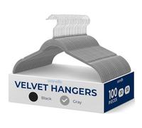 SereneLife Confezione da 100 grucce in velluto antiscivolo di alta qualità, con ganci girevoli a 360°, design sottile salvaspazio per top, giacche, camicette e abiti con spalline, supporta 3,6 kg,