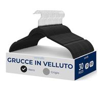 SereneLife Confezione da 30 grucce in velluto antiscivolo di alta qualità con ganci girevoli a 360°, design sottile salvaspazio per top, giacche, camicette e abiti con spalline, supporta 3,6 kg,