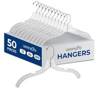SereneLife Confezione da 50 grucce in plastica trasparente, leggere, antiscivolo, con spalle dentellate e gancio girevole per vestiti, camicie, abiti, giacche, design ultra sottile salvaspazio
