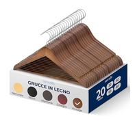 SereneLife Set di 20 grucce in legno, salvaspazio, sottili, con gancio girevole a 360 gradi, in metallo, possono contenere fino a 4,5 kg, per cappotti, giacche, pantaloni e vestiti (vintage)