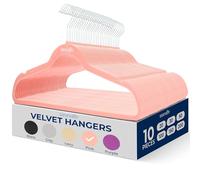 SereneLife Platzstparende - Grucce appendiabiti rosa, 10 pezzi, antiscivolo, in velluto, per riporre abiti e organizzazione, gancio girevole a 360°, per pantaloni, gonne, camicie e cappotti