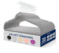 SereneLife Set di 20 grucce in velluto, antiscivolo, resistenti, con gancio girevole a 360°, finitura liscia in velluto per proteggere il tessuto, leggere, design ultra sottile, per cappotti e altri