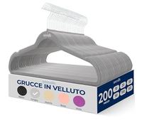 SereneLife Grucce Appendiabiti Antiscivolo in Velluto, 200 Stampelle Armadio, Set di Grucce Resistenti con Gancio Ruotabile a 360 Gradi, Appendiabiti per Felpe, Abbigliamento Bambino