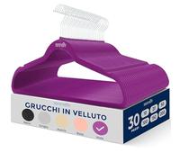 Set di 30 grucce in velluto, salvaspazio, sottili, con gancio girevole a 360 gradi, possono contenere fino a 4,5 kg, per cappotti, giacche, pantaloni e vestiti (viola)