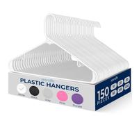 SereneLife Grucce Appendiabiti Bianche 150 Pezzi, Stampelle Armadio Resistenti con Design Antiscivolo, Appendiabiti Tubolari con 2 Ganci Integrati per Cinghie, Mega Confezione per Abiti