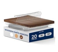 SereneLife Grucce Appendiabiti Salvaspazio in Legno Retrò Marrone, Stampelle Armadio 20 Pezzi, Stampelle Armadio con Pinze, 35,5x1,3x17 cm, Grucce per Pantaloni e Abiti