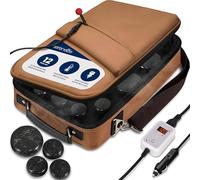 SereneLife Kit Massage Pierres Chaudes Basalte - Set Portable avec 12 Pierres Chauffantes Naturelles, Sac Chauffant Rapide avec Contrôleur Digital LCD, Relaxation Spa & Thérapie (Rose)