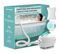SereneLife Massaggiatore da Bagno Portatile con Bolle, Idromassaggio per Vasca da Bagno Spa Relax, Vasca Idromassaggio con LED, Tappetino Antiscivolo Impermeabile, Cuscino, Telecomando, Verde Acqua