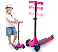SereneLife Monopattino Bambino Pieghevole, Monopattino Bambina a 3 Ruote con Luci LED, Manubrio Regolabile e Freno, Monopattino a 3 Ruote, Scooter per Bambini e Bambine dai 3 Anni fino a 50 kg