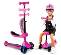 SereneLife Monopattino Bambino Pieghevole, Monopattino Bambina a 3 Ruote con Luci LED, Manubrio Regolabile e Freno, Monopattino a 3 Ruote, Scooter per Bambini e Bambine dai 3 Anni fino a 50 kg