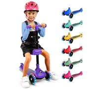 SereneLife Monopattino Bambino Pieghevole, Monopattino Bambina a 3 Ruote con Luci LED, Manubrio Regolabile e Freno, Monopattino a 3 Ruote, Scooter per Bambini e Bambine dai 3 Anni fino a 50 kg