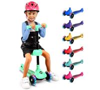SereneLife Monopattino Bambino Pieghevole, Monopattino Bambina a 3 Ruote con Luci LED, Manubrio Regolabile e Freno, Monopattino a 3 Ruote, Scooter per Bambini e Bambine dai 3 Anni fino a 50 kg