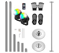 SereneLife Palo Pole Dance da Casa 45 mm con Luci LED, Palo Pole Dance Professionale Girevole Portatile in Acciaio Inox Resistente per Fitness, Palestra e Club, Ideale per Danza e Allenamento
