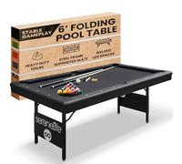 SereneLife Pieghevole da 6 Piedi - Portatile - Include 2 Cue, Set Completo di Palle, Gesso, Spazzola - Pieghevole per Bambini e Adulti (Nero)