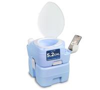 SereneLife Porta Potti - WC da campeggio da 20 l, con supporto per cellulare, 120 sciacquoni, serbatoio d'acqua dolce da 12 l, spruzzatore di pulizia, WC da campeggio, WC mobile per esterni, viaggi e