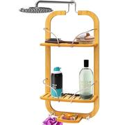 SereneLife Portaoggetti Doccia in Bambù a 3 Ripiani, Design Antiscivolo, Organizer Bagno, Portaoggetti Bagno Salvaspazio, Mensola Doccia per Shampoo, Bagnoschiuma, Sapone e Accessori