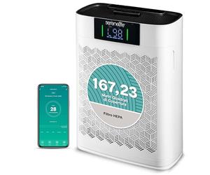 SereneLife Purificatore d'Aria HEPA per Casa 167 m², Air Purifier Silenzioso per Camera da Letto e Ambienti Grandi, WiFi Smart & App, Rimuove Polvere, Pelo Animali e Odori, Bianco