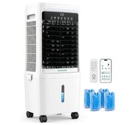 SereneLife Raffrescatore Evaporativo e Ventilatore Portatile, 2882 m³/h Flusso d’aria, Serbatoio 25 Litri Rimovibile, Raffrescatore con Luce LED, Funzione Ghiaccio, per Casa e Ufficio