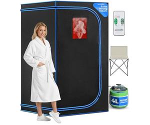 SereneLife Sauna a Vapore Portatile con Telecomando, Sauna da Casa, Bagno Turco, Cabina Domestica per Spa con Sedia Pieghevole, Casalinga Personale, Tenda per Il Corpo, Funziona Timer