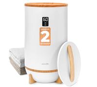 SereneLife Scaldasalviette Elettrico Bagno a Tocco Singolo in bambù con Supporto per Profumazione e LED, Scaldasalviette Bagno Grande per Coperte e Asciugamani