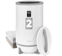 SereneLife Scaldasalviette Elettrico Bagno, Tocco Singolo, Anello LED, Scaldasalviette Bagno Timer e Spegnimento Automatico, 55 cm, Capacità 20 L per Asciugamani, Coperte, con 2 Dischi Profumati