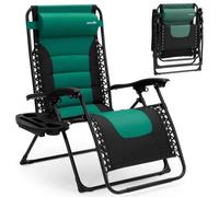 SereneLife Sedia a sdraio da giardino - Sedia a sdraio a gravità zero - Sedia a sdraio regolabile - Sedia a sdraio da esterno con ripiano portabicchieri rimovibile - Sedia relax pieghevole con cuscini