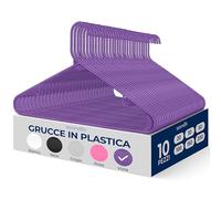 SereneLife Set di 10 grucce in plastica, antiscivolo, resistenti, con gancio girevole a 360°, finitura liscia per proteggere il tessuto, leggere, ultra sottili, per cappotti e altri vestiti (viola)