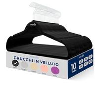 SereneLife Set di 10 grucce in velluto, antiscivolo, resistenti, con gancio girevole a 360°, finitura liscia in velluto per proteggere il tessuto, leggere, design ultra sottile per cappotti e altri