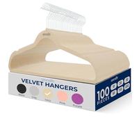 SereneLife Set di 100 grucce in velluto, salvaspazio, resistenti, sottili, con gancio girevole a 360 gradi, possono contenere fino a 4,5 kg, per cappotti, giacche, pantaloni e vestiti (avorio)