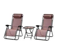 SereneLife Set di 2 Sedie Reclinabili da Giardino, Sdraio Regolabili con Tavolino Laterale, Portabicchieri e Cuscini Rimovibili, Sedie Pieghevoli da Campeggio per Esterni, Patio, Giardino e Spiaggia
