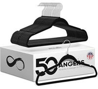 SereneLife 50 Pezzi di Grucce Appendiabiti, Stampelle Armadio, Grucce Velluto Antiscivolo, Appendini Armadio Salvaspazio con Gancio Girevole a 360°, Grucce Capacità Fino a 4,5 Chilogrammi