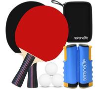 SereneLife Set di Racchette Ping Pong, Set Tavolo Ping Pong con Rete Ping Pong da Tavolo, 3 Palline Ping Pong