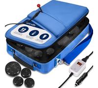 SereneLife Set Riscaldatore Pietre Massaggio, Massaggiatore Elettrico Spa e Kit Riscaldante con 6 Grandi e 6 Piccole Pietre Basalto Rotonde, Controllo Digitale della Borsa Riscaldante, Blu