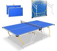 SereneLife Set Tavolo Ping Pong Portatile con Rete Ping Pong da Tavolo, Morsetto, Palo, Pieghevole, Blu