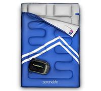 SereneLife Sleeping Bag, Doppio per Adulti/Ragazzi con 2 Cuscini, Borsa-Sacco a Pelo Leggero Resistente alle intemperie-Campeggio, Escursionismo, Viaggi SLSBBL (Blu) Unisex