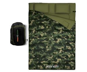 SereneLife Sleeping Bag, Sacco a Pelo Unisex, Mimetico, Double Bed