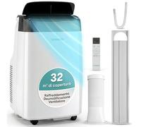 Serenelife SLPAC7EU Condizionatore Portatile 3-in-1, Deumidificatore Integrato, Ventilatore, Telecomando, Kit Scarico Finestra, 7,000 BTU 2.4 kg, 57 Decibel, Bianco