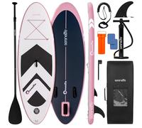 SereneLife SUP Gonfiabile per Bambini e Ragazzi 237 cm, Tavola Sup Larga 76 cm con Deck Antiscivolo, Stand Up Paddle Board Design Stabile, Include Pagaia Regolabile e Zaino, Capacità 90 kg