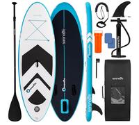 SereneLife SUP Gonfiabile per Bambini e Ragazzi 237 cm, Tavola Sup Larga 76 cm con Deck Antiscivolo, Stand Up Paddle Board Design Stabile, Include Pagaia Regolabile e Zaino, Capacità 90 kg