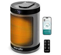 SereneLife Termoventilatore e Stufetta Elettrica da Bagno 1500 Watt, PTC Ceramico, Wi-Fi, Telecomando, Timer 12 h, 15 x 15 x 24 cm, per Casa, Cameretta e Ufficio, Grigio