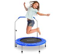 SereneLife Trampolino Elastico per Bambini Pieghevole 91/102 cm, Trampolino per Palestra in Casa con Maniglia in Schiuma, Giochi Bambini fino a 100 kg