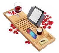 SereneLife Vasca da bagno espandibile per vasca da bagno, in bambù, 1 standard, retro morbido